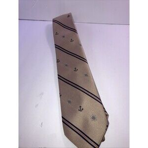 Watch Hill By Berkley Necktie Tie Mens Beige With Nautical Navy Red Designs